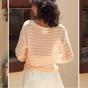 NWT Sadie & Sage Sherbert Stripe Top in Coral - S